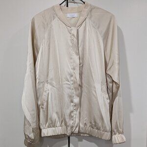 Sage satin golden track / bomber jacket, M